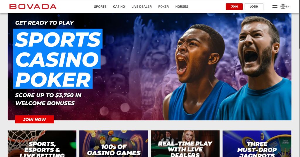 Bovada online casino homepage